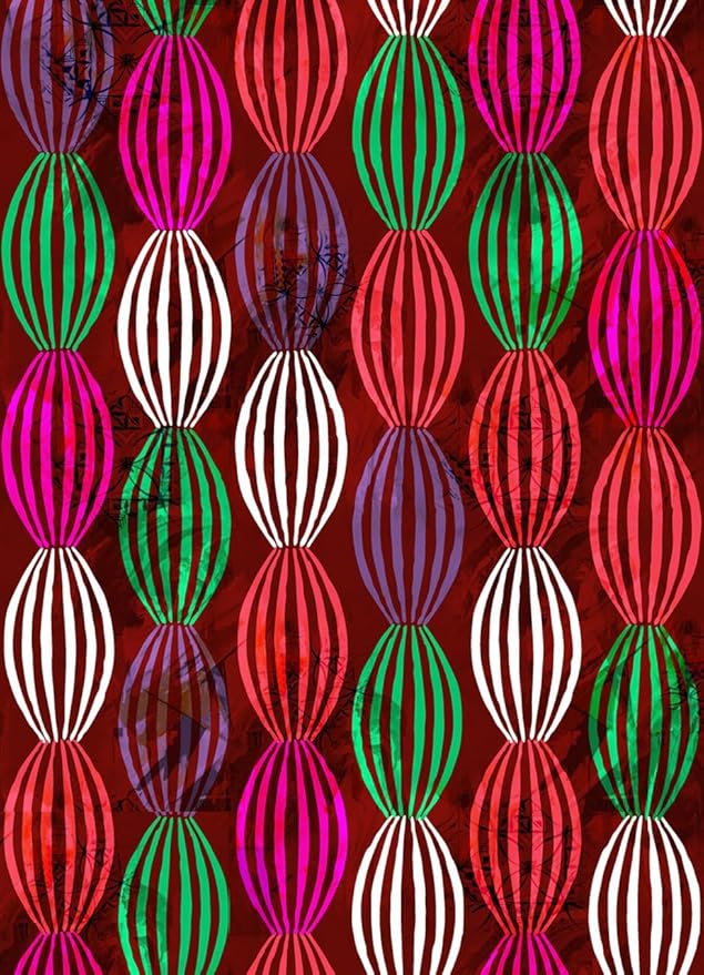 Bohemian Pop Art Striped Balloon Pattern Rug for Living Room Bedroom Nursery Room Dining Room Home Office Study Room Vibrant Red and Green Kitchen Hallway Indoor Washable Area Carpet 6x9