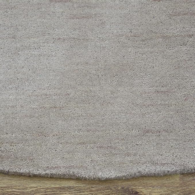 Hand Knotted Loom Wool ECO-Friendly Area Rugs - 10'x10', Round, Beige Color, Solid Plain Design, High Pile Thick Handmade Anti Skid Area Rugs for Living Room, Bed Room (L00111)