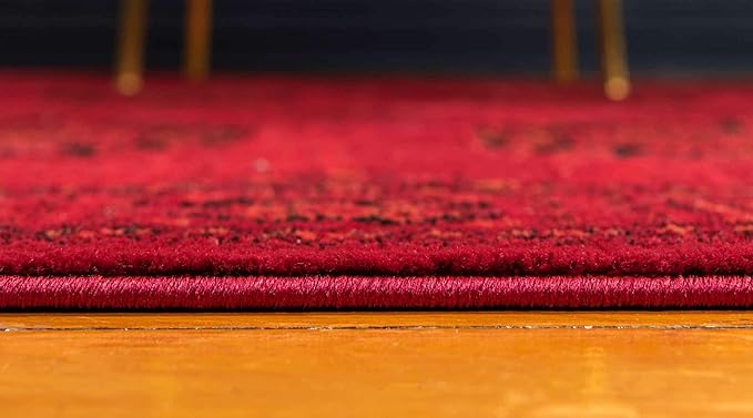 Unique Loom Tekke Collection Over-Dyed Saturated Traditional Torkaman Area Rug (5' 0 x 8' 0 Rectangular, Red/Black)