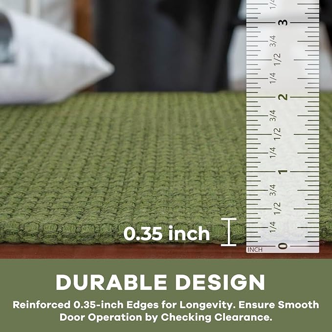 KOZYFLY Extra Long Runners for Hallways 3x14 ft Washable Kitchen Runner Non Slip Rubber Backed Hallway Rug Cotton Entryway Runner Rug Floor Carpet for Indoor Hall, Kitchen,Bright Green/Earthy Green