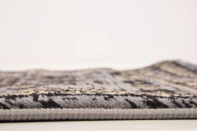 Unique Loom Taftan Collection Border Geometric Tribal Inspired Design Area Rug (2' 2 x 8' 2 Runner, Gray/ Black)