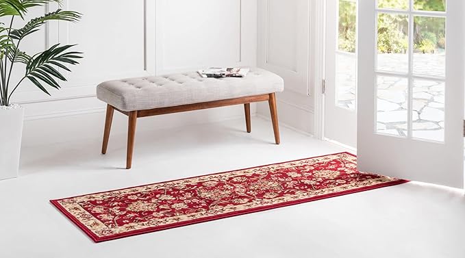 Unique Loom Sialk Hill Collection Area Rug - Washington (2' 2" x 8' 2" Runner Burgundy/Cream)