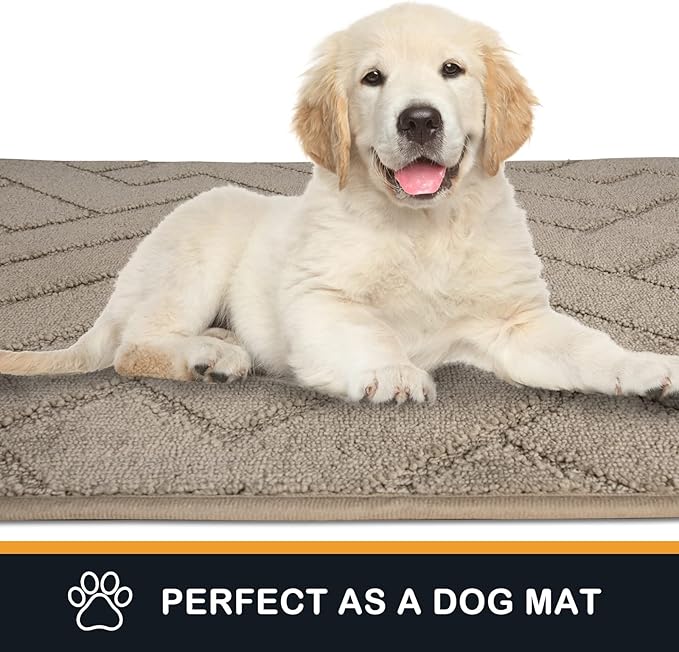 PURRUGS Dirt Trapping Door Mat 32" x 47", Non-Slip Machine Washable Entry Rug, Shoe Scraper, Dog Doormat, Super Absorbent Welcome Mat for Front & Back Door, Muddy Wet Shoes & Paws, Taupe