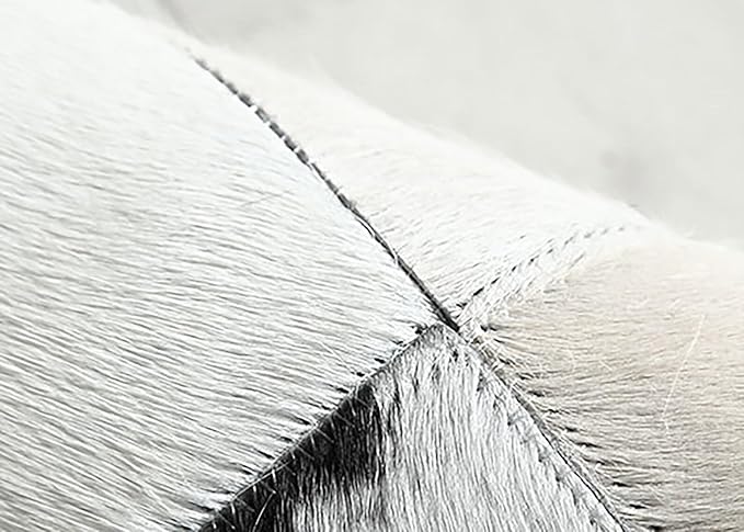 Cowhide Round Leather Rug 7x7 ft – Genuine Hair-On Hide Patchwork Area Rug for Living Room, Bedroom, Kids Playroom, Lounge & Western Home Decor