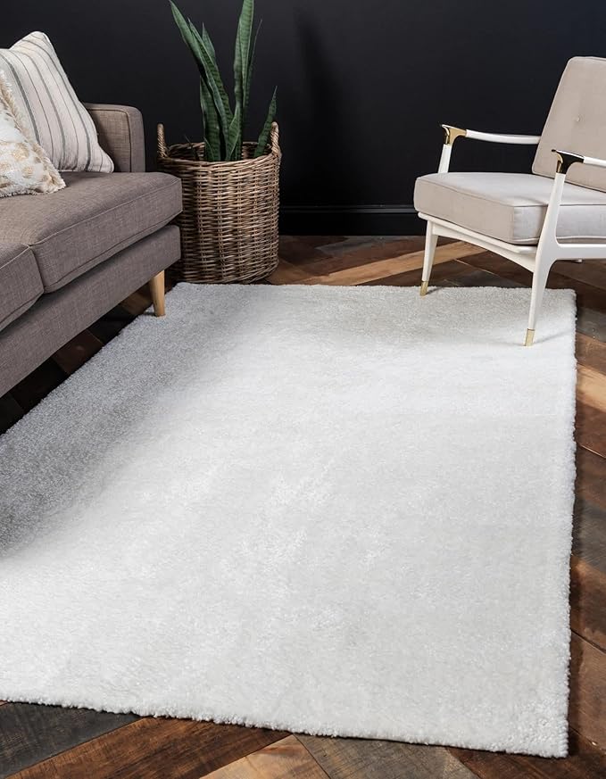 Unique Loom Solo Collection Area Rug - Calabasas (10' x 14' 1" Rectangle, Snow White)