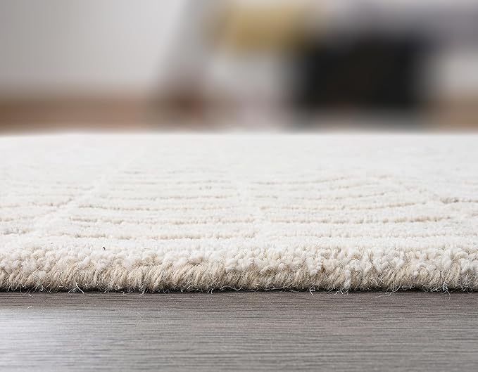 Hand-Tufted 100% Wool Area Rug – Unique Modern Geometric Grid Pattern, Soft Plush Textured Carpet for Living Room, Bedroom, Dining Room & Entryway (Grey, 8' x 11')