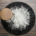 Round Rug for Living Room – Black and White Designer Floor Carpet