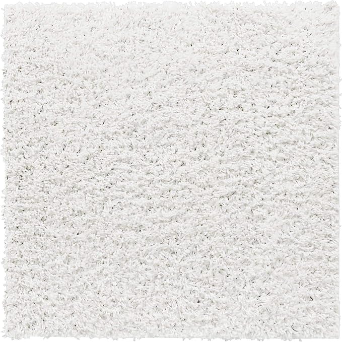 Unique Loom Davos Shag Collection Area Rug - Solid (3' 3" Square, White/ Ivory)
