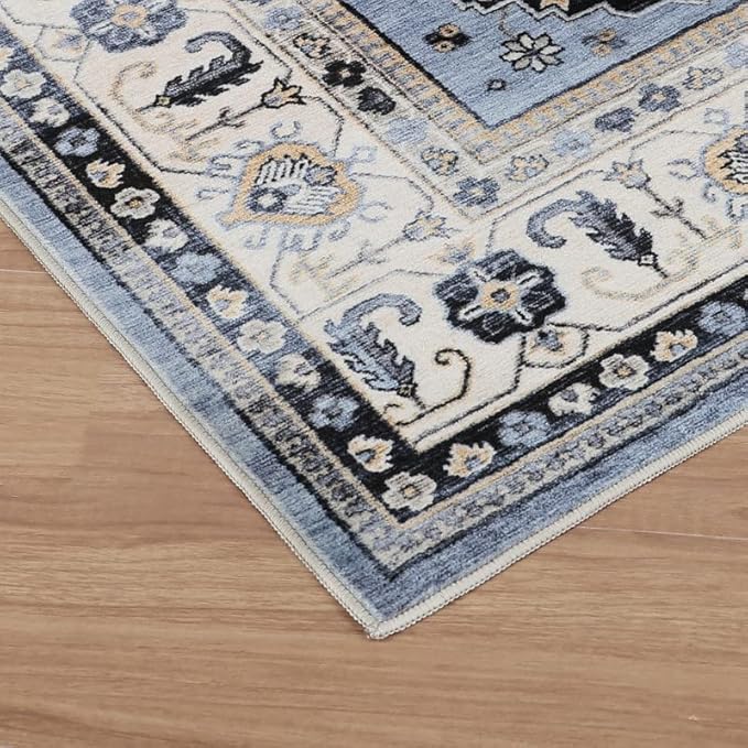 Dripex Vintage Collection Washable Area Rug - 2x3 Door Mat Small Entryway Rug Distressed Non-Slip Low-Pile Floor Carpet for Indoor Front Entrance Kitchen Bathroom Living Room Bedroom