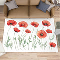 Little Red Flower Rugs for Bedroom - 5x8 Area Rug - Abstract 3D Flowers Rugs for Living Room, Modern Simple Art Rug, Non-Slip Washable Home Decor Carpet