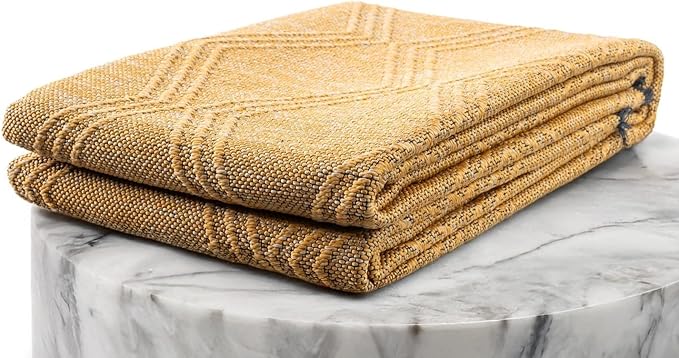 LUXE WEAVERS Modern Farmhouse Yellow 8x10 Washable Area Rug, Anti-Slip Diamond Pattern Carpet
