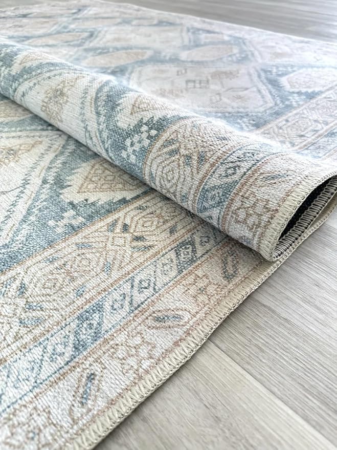 Fame Living Faded Oushak Rug, Turkish Vintage Floral Pastel Large Oversized Area Rugs for Living Room Dining Bedroom Kitchen Bathroom Nursery (852CB, 2' x 3')