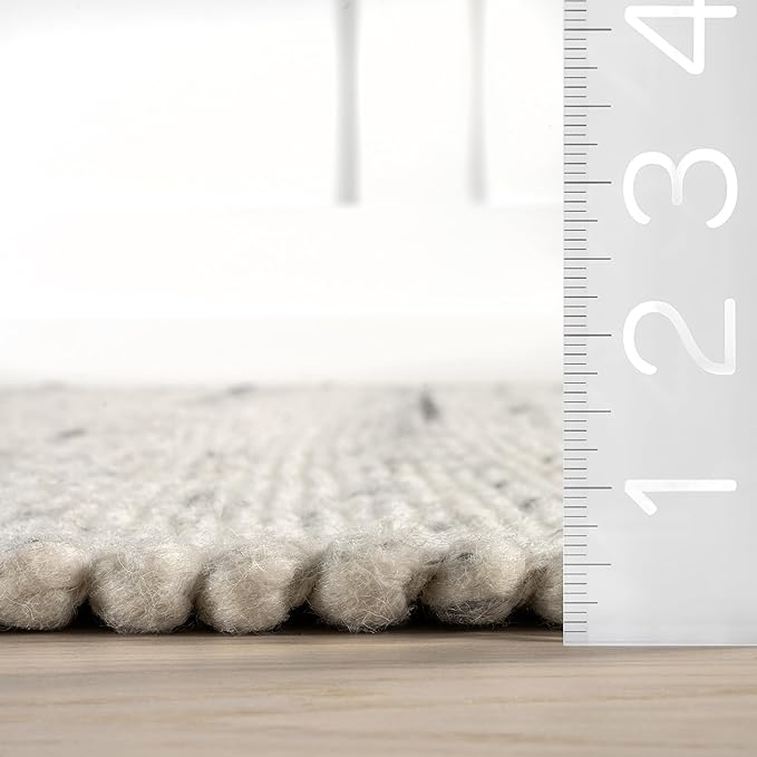 Rugs USA Santa Ynez Ivory/Grey, 9'6" x 13'6", Handmade, Marled, Wool & Cotton, Soft and Cozy, High Traffic, Stain Resistant, Easy Clean, Durable Area Rug for Bedroom, Living Room, Dining, Den, Foyer