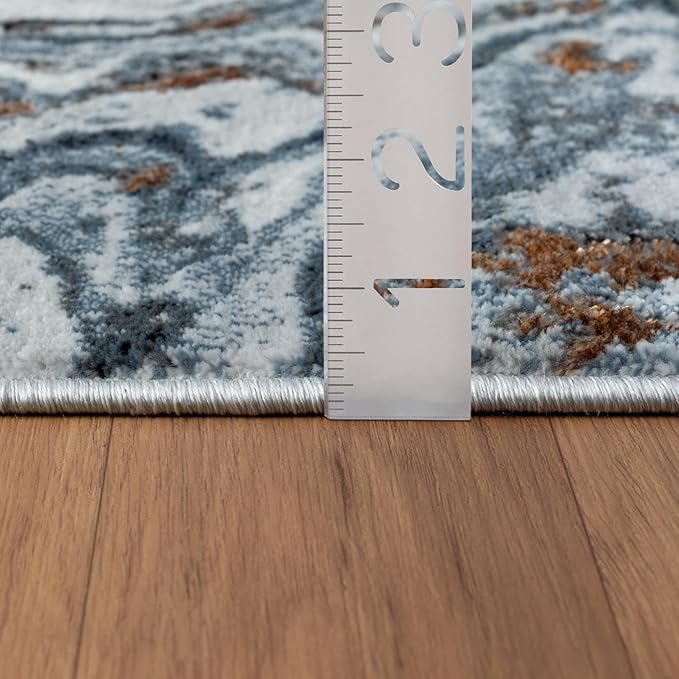 LUXE WEAVERS Marble Effect Abstract Blue 5x7 Area Rug