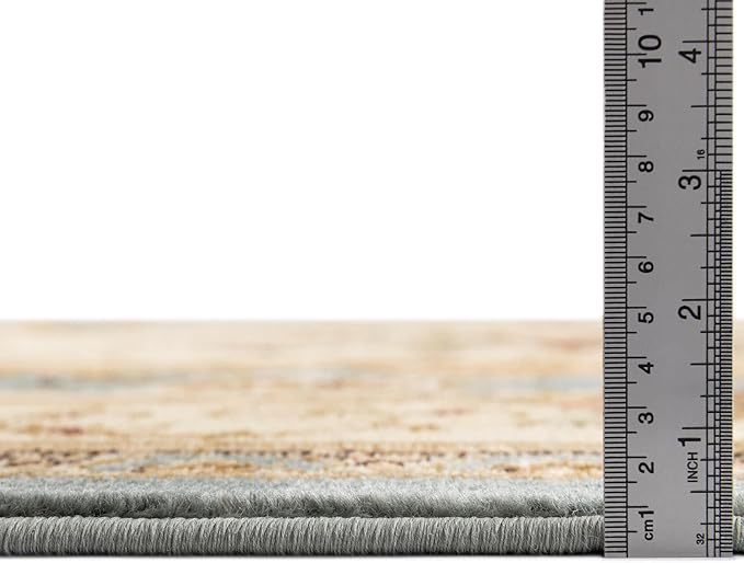 Rugs.com Chateau Collection Rug – 2' x 5' 3 Runner Light Blue Medium Rug Perfect for Hallways, Entryways