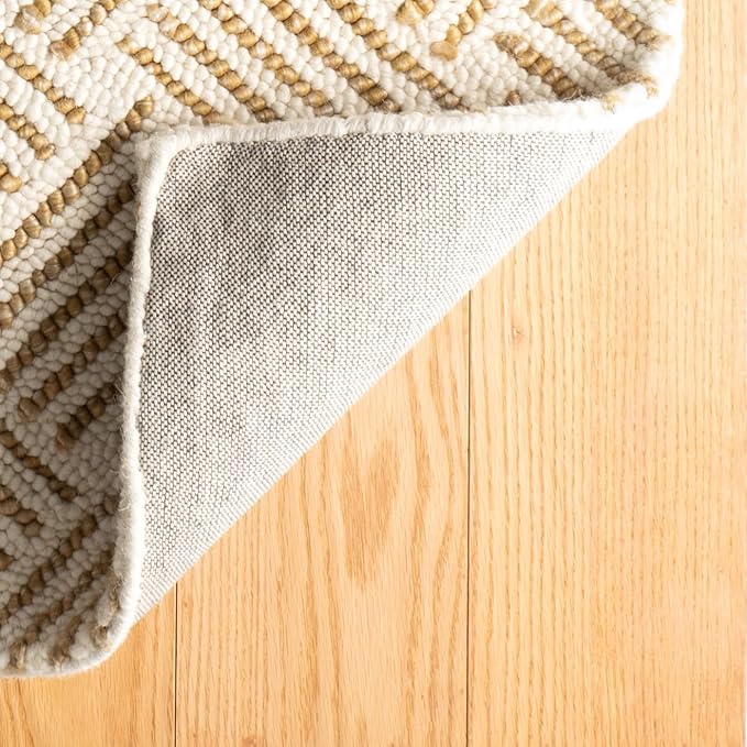 Dash & Albert Layers Ochre Hand Hooked Wool Rug, 9.5 X 13.5 Feet, Yellow/Orange Geometric Pattern - Premium Luxury Hotel Quality Soft Breathable Hypoallergenic Machine Washable Easy Care All Season