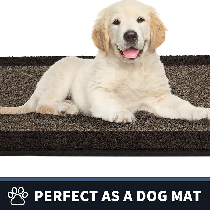 PURRUGS Dirt Trapping Door Mat 32" x 84", Non-Slip/Skid Machine Washable Entryway Rug, Shoes Scraper, Throw Rug, Super Absorbent Area Rug for Muddy Wet Shoes and Paws, Grayish Brown & Coffee