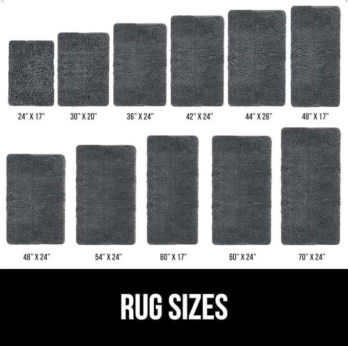GORILLA GRIP Bath Rug Mat, Thick Soft Absorbent Chenille, Quick Dry Microfiber Mats, Rubber Backing Washable Shower Floor Rugs, US Designed Bathroom Bathmat Home Decor Accessories, 24x17, Charcoal