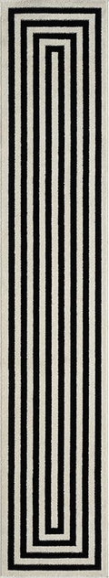 Abani Contemporary Blue & Ivory 2'x3' Area Rug, Contrasting Geometric Modern Stripe Symmetrical Living Room Carpet Rugs
