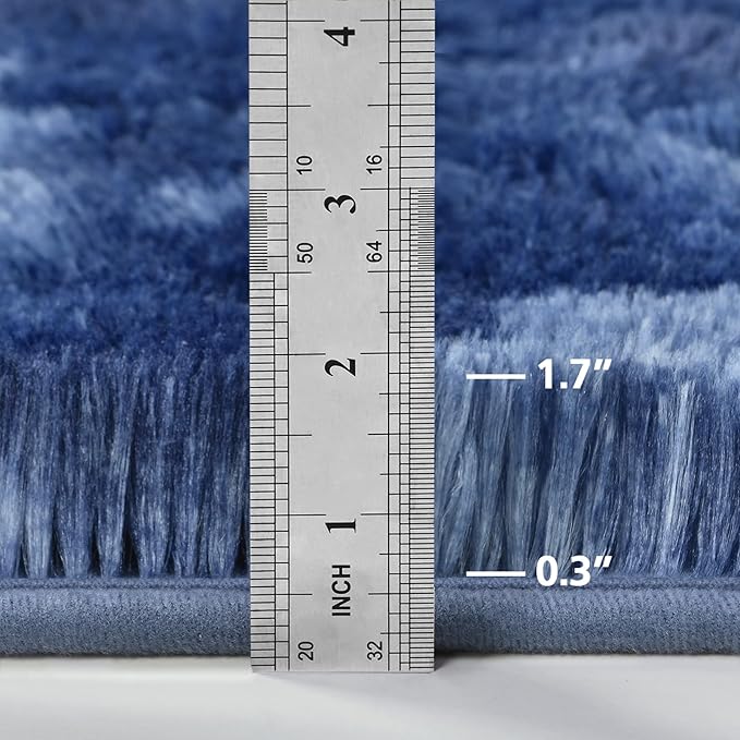 Large Shag Area Rugs 6 x 9, Plush Fuzzy Rugs for Living Room, Ultra Soft Fluffy Furry Rug for Bedroom, Indoor Carpet Nursery Rugs for Kids Room Home Decor, Tie-Dyed Navy Blue