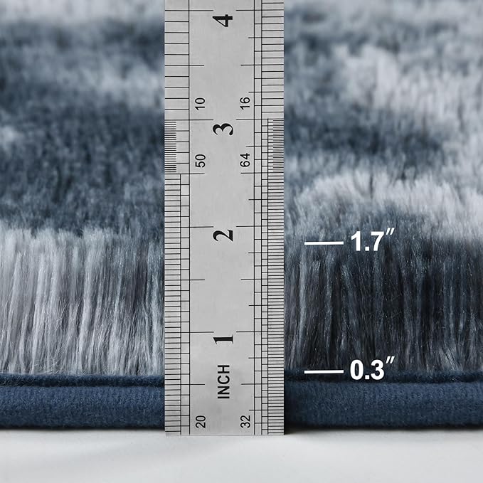Large Shag Area Rugs 6 x 9, Tie-Dyed Plush Fuzzy Rugs for Living Room, Ultra Soft Fluffy Furry Rug for Bedroom, Indoor Carpet Nursery Rugs for Kids Room Home Decor, Blue and Grey