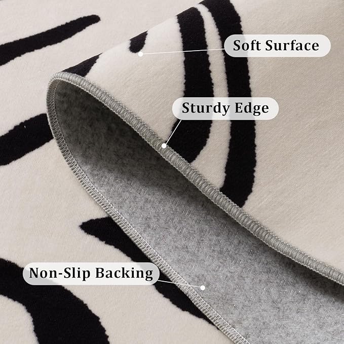 YIHOUSE Tiger Washable Area Rugs 8'x10', Black and Beige Modern Rug for Living Room, Bedroom, Ultra Thin Animal Stripe Print Rug for Girls Boys Nursery, Playroom, Dorm Room