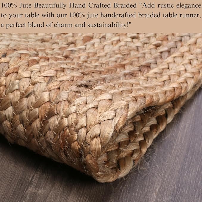 Savi Home Farmhouse Jute Burlap Table Runner 36 Inches Long, Organic Eco-Friendly Rustic Vintage Dining Table Runner, 13x36 Natural Jute Braided Table Runner