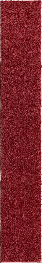 Unique Loom Davos Shag Collection Area Rug - Solid (2' 7" x 16' 5" Runner, Poppy)