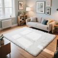 Fluffy Rug Shaggy Area Rug, White 4x6 Area Rugs for Bedroom, Small Bedside Rug, Soft Fluffy Shaggy Entryway Throw Rugs for Living Room Bedroom Kids Room Home Decor