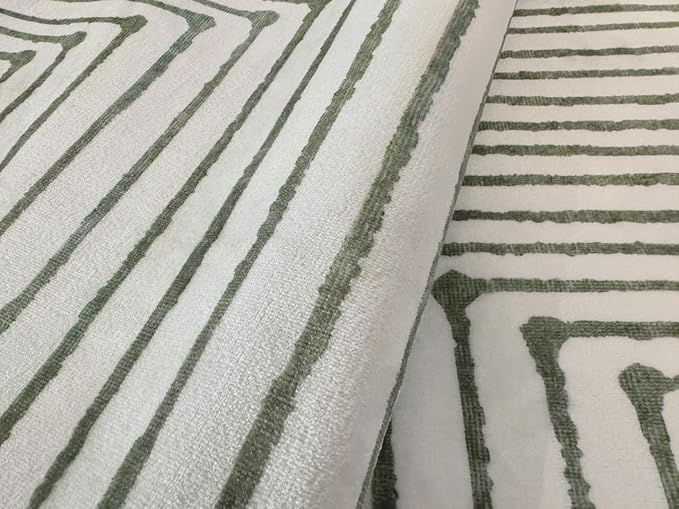 GLN Rugs Contemporary Collection - Machine Washable Area Rug, Contemporary Washable, Non Slip, Low Pile Chenille Rug, Living Room, Bedroom, Kitchen Rug (9' x 12' Green Beige)