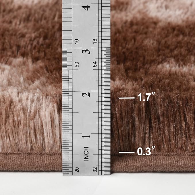 Large Shag Area Rugs 9 x 12, Tie-Dyed Plush Fuzzy Rugs for Living Room, Ultra Soft Fluffy Furry Rug for Bedroom, Indoor Carpet Nursery Rugs for Kids Room Home Decor, Coffee