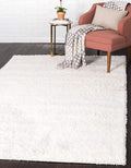 Unique Loom Solid Shag Collection Area Rug (9' x 12' Rectangle, Snow White)