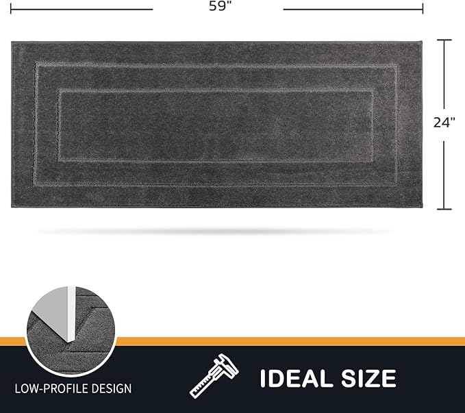 PURRUGS Dirt Trapping Door Mat 24" x 59", Non-Slip/Skid Machine Washable Entryway Rug, Dog Doormat, Super Absorbent Welcome Mat for Muddy Wet Shoes and Paws, Grey