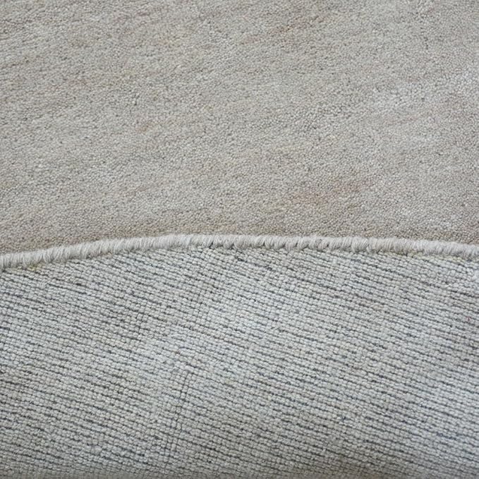 Hand Knotted Loom Wool ECO-Friendly Area Rugs - 6'x6', Round, Beige Color, Solid Plain Design, High Pile Thick Handmade Anti Skid Area Rugs for Living Room, Bed Room (L00111)