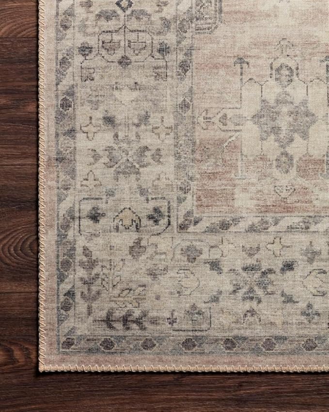 Loloi Hathaway Collection HTH-03 Java/Multi 7'-6" x 9'-6", .25" Thick Area Rug, Soft, Durable, Printed, Modern, Low Pile, Non-Shedding, Easy Clean, Living Room Rug