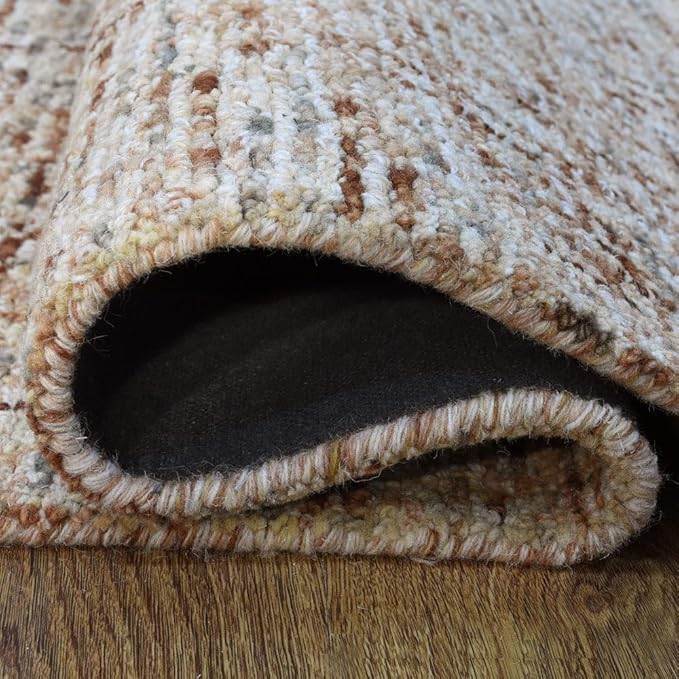 Rugsotic Carpets Hand Tufted Wool ECO-Friendly Area Rugs - 4'x6', Rectangle Shape, Camel, Floral Modern Design, High Pile Thick Handmade Anti Skid Area Rugs for Living Room, Bed Room (K00219)