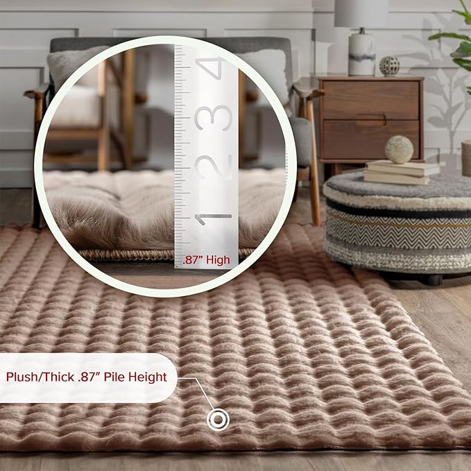 Nuloom Jeni Taupe, 2'6" x 10', Solid Faux Rabbit, Fluffy and Cozy, High Traffic, Stain Resistant, Easy Clean, Durable Washable Runner for Bedroom, Living Room, Dining, Den, Foyer, Entryway