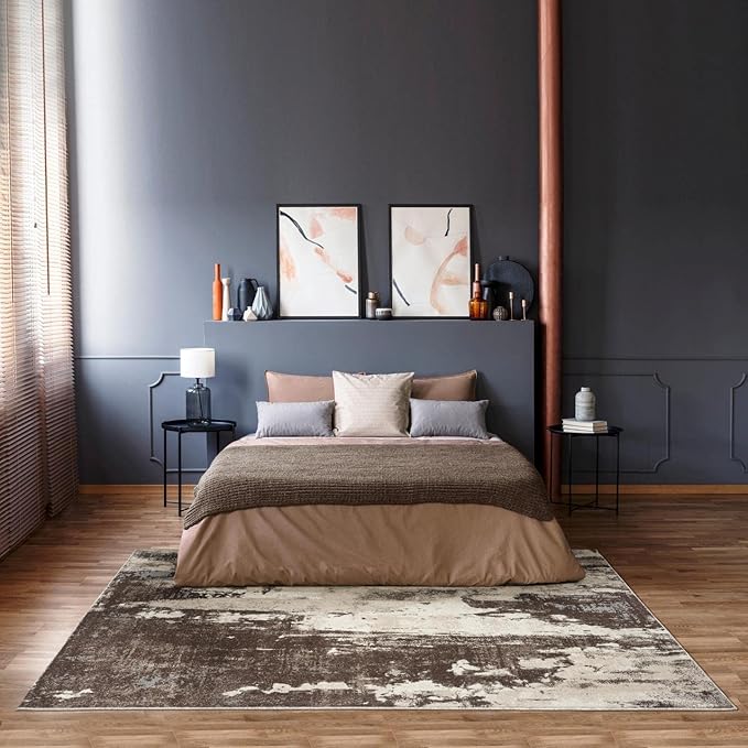 LUXE WEAVERS Euston Collection 7681 Brown 8x10 Modern Abstract Area Rug