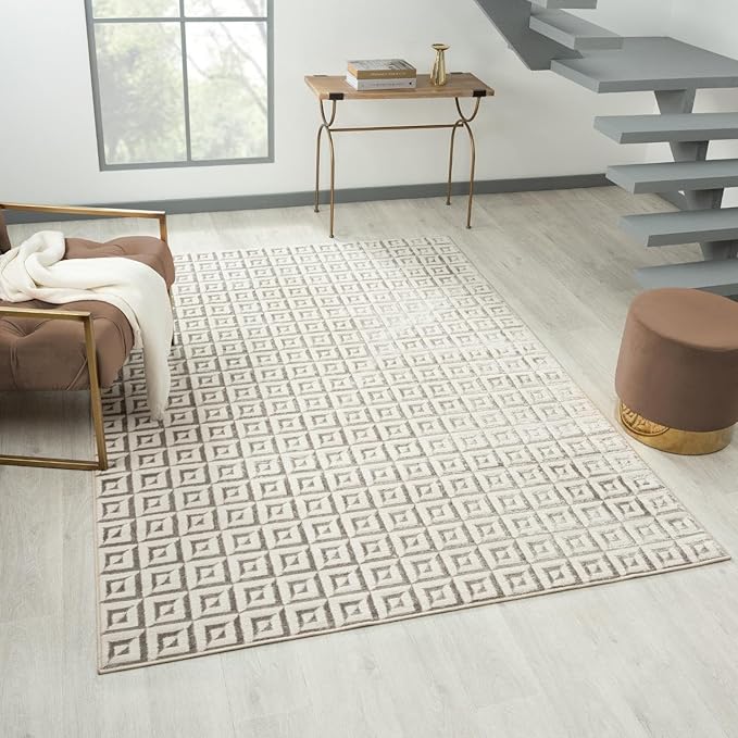 LUXE WEAVERS Geometric Greek Pattern Area Rug, Gray, 4'X5'