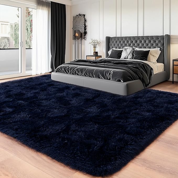 Area Rugs for Living Room, Soft Shaggy Carpets for Living Room, Fuzzy Rugs for Kids' Room, Perfect Decor for Modern Home Navy Blue 5x7 Feet