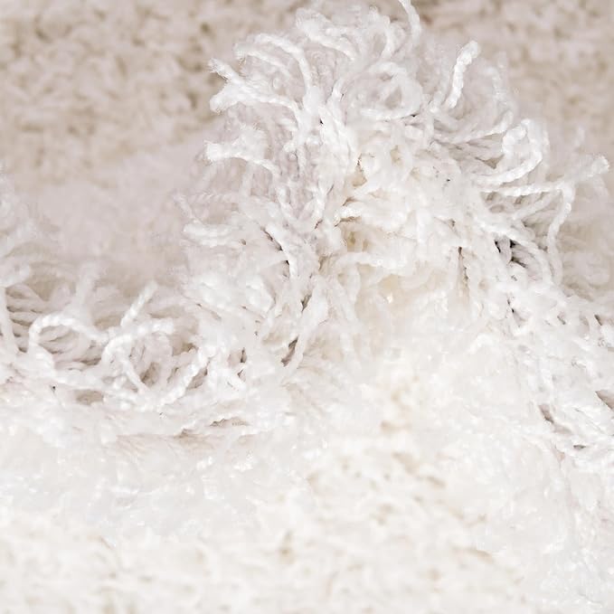 Unique Loom Solid Shag Collection Area Rug (3' 3" Square, Snow White)