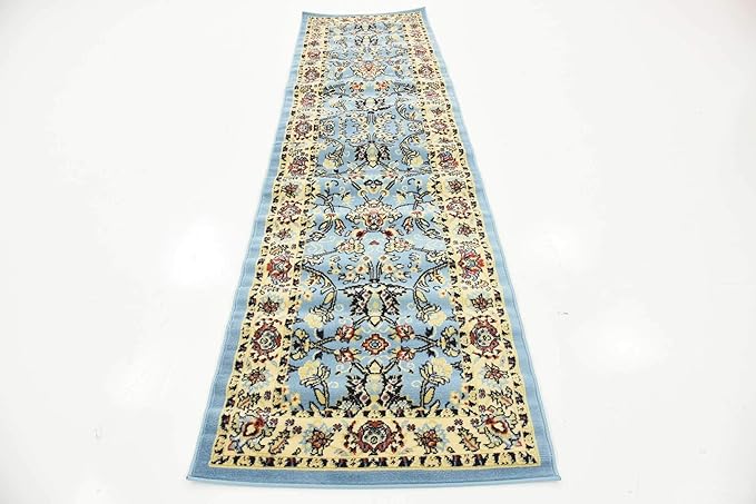 Unique Loom Sialk Hill Collection Area Rug - Washington (2' 7" x 10' Runner Light Blue/Navy Blue)