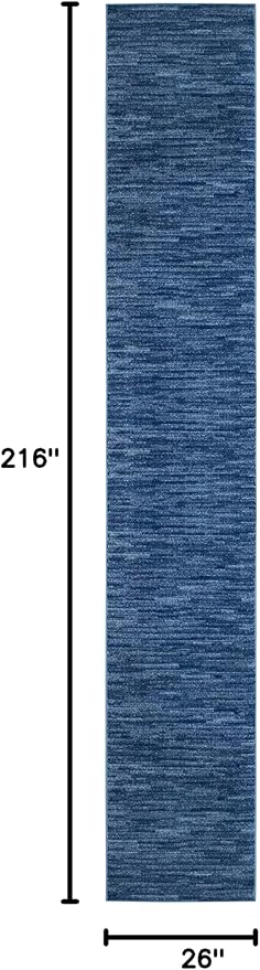 Nourison Home Nourison Essentials Navy Blue 2'2" x 18' Area Rug - Easy Clean, Non Shedding, Bed Room, Living Room, Dining Room, Kitchen (18' Runner)