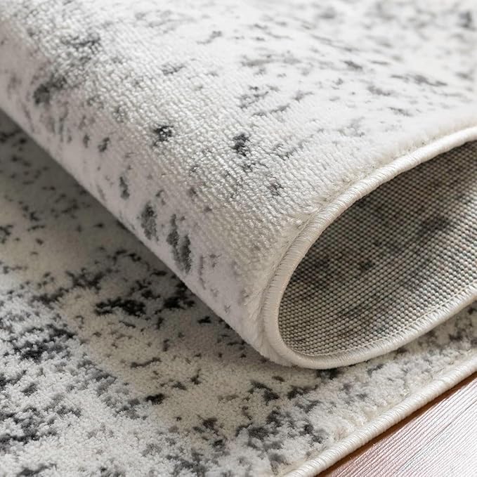 Vintage Luxury Grey Blue Gold Abstract Geometric Texture Oval Area Rug 12x14 for Living Room Bedroom Dining Room Minimalist Bordered Large Rugs Nursery Dorm Kitchen Entryway Soft Non Skid Floor Carpet