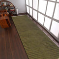 Rugsotic Carpets Hand Woven Flat Weave Kilim Wool ECO-Friendly Area Rugs - 2'6''x10', Runner Shape, Olive Color, Solid Plain Design, Low Pile Handmade Area Rugs for Living Room, Bed Room (D00111)