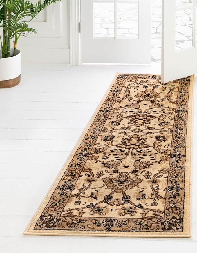 Unique Loom Sialk Hill Collection Area Rug - Washington (2' 2" x 6' 1" Runner Ivory/Black)