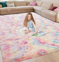 Beglad Fluffy Area Rugs 4x6 Feet, Modern Minimalist Style Shag Rugs, Non-Slip Indoor Carpet Soft Rugs for Bedroom, Living Room & Kids Room, Rainbow