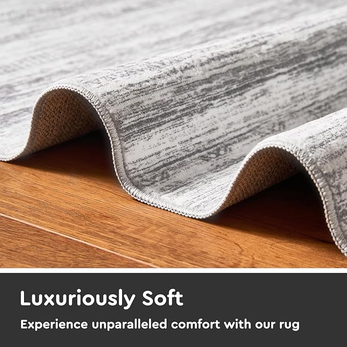 2x8 Runner Rug Machine Washable Non Slip Area Rug Distressed Neutral Moroccan Boho Rug Ultra Soft Floor Runners for Hallways for Entryway Laundry Room Kitchen, Grey