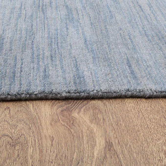 Hand Knotted Loom Wool ECO-Friendly Area Rugs - 8'x11', Rectangle, Light Blue Color, Solid Plain Design, High Pile Thick Handmade Anti Skid Rugs for Living Room (L00111)