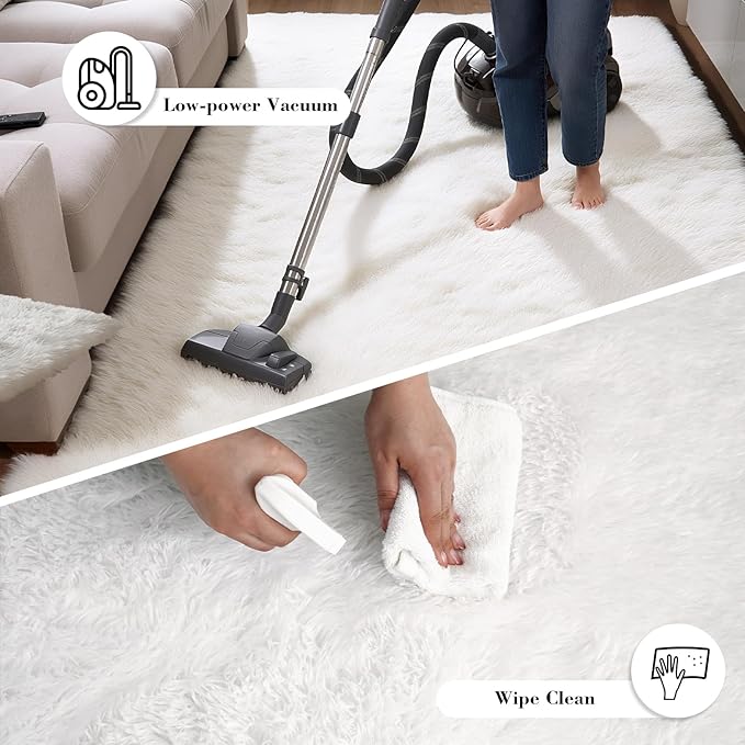 Soft Runner Rugs for Bedroom, White 2x8 Runners for Hallways Fluffy Rug Area Rug, Bedside Rug for Living Room Bedroom Kids Room Home Decor